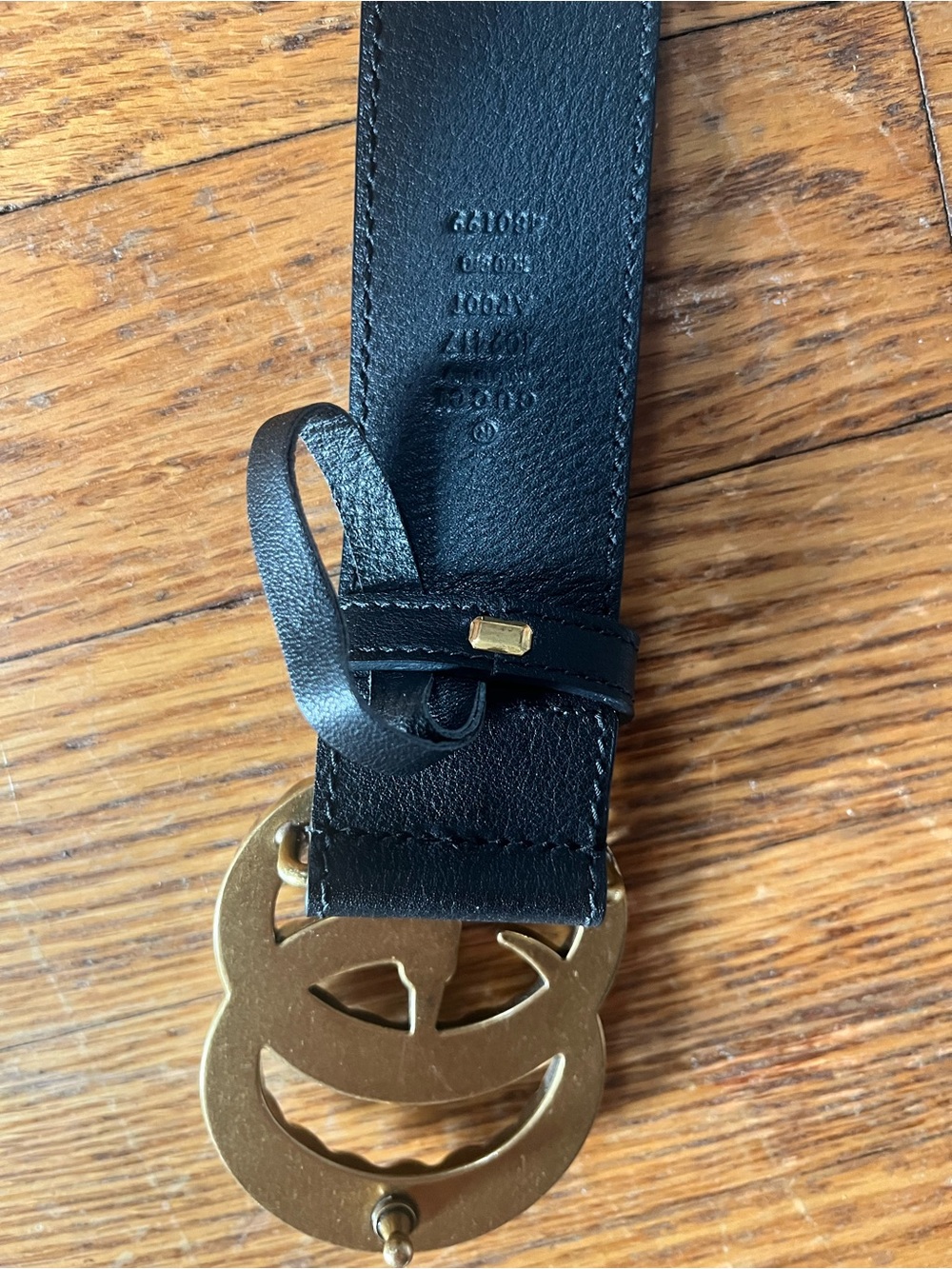 Gucci Black Leather Belt with Pearl-Studded Double G Buckle - Picture 4 of 5